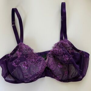 La Perla Lace Bra Royal Purple Sheer 34B